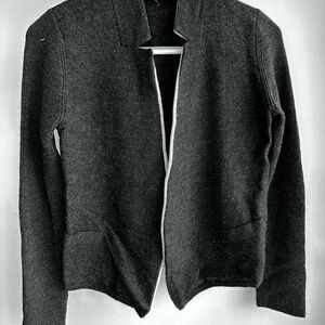 Wool Women's Charcoal and Ivory Cardigan